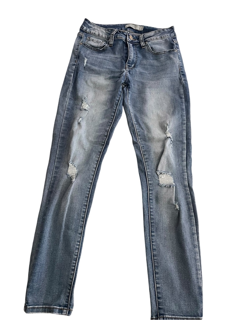 7 For All Mankind Women’s Size 7 Distressed Straight Leg Jeans Medium Wash